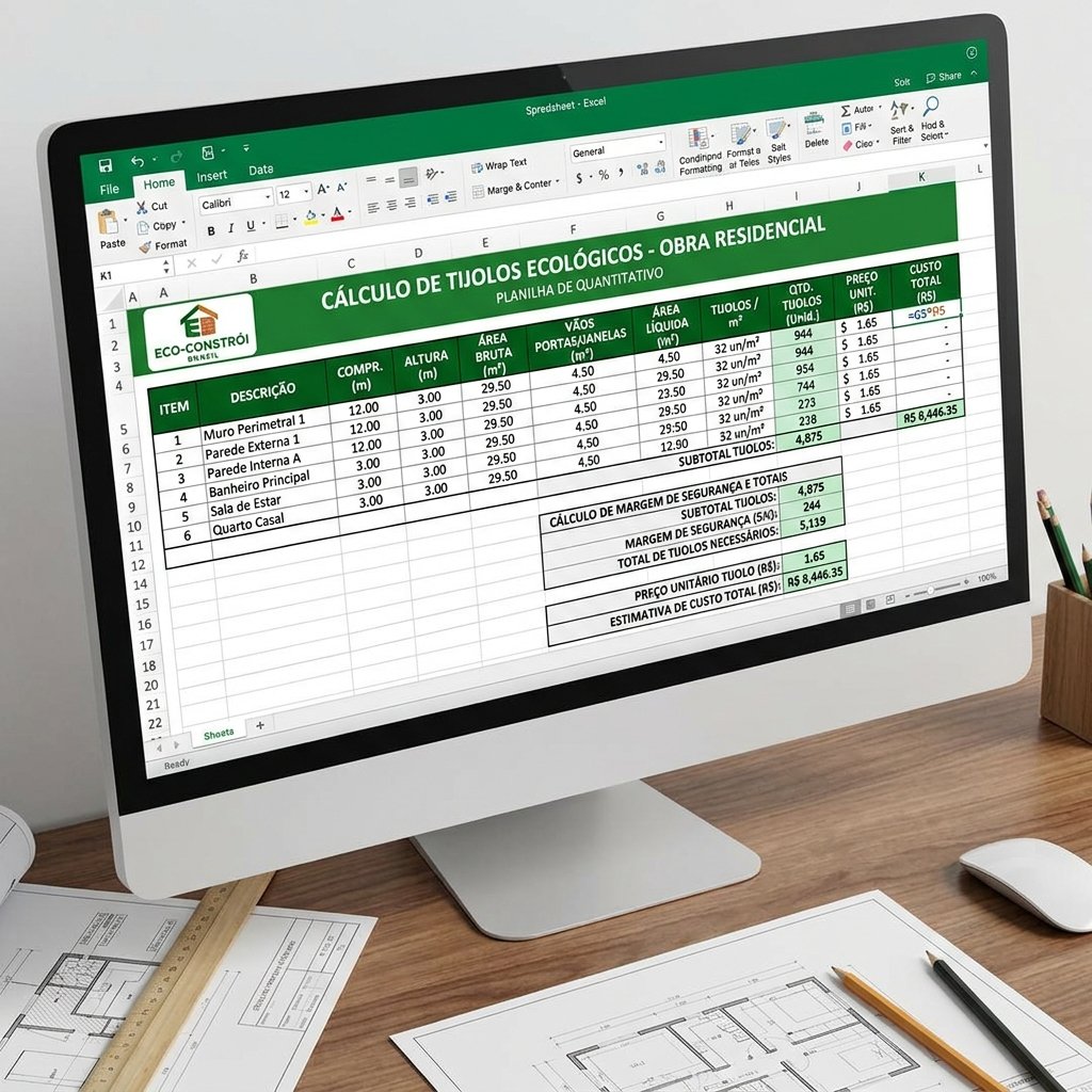 Planilha Calculadora de Tijolos Excel